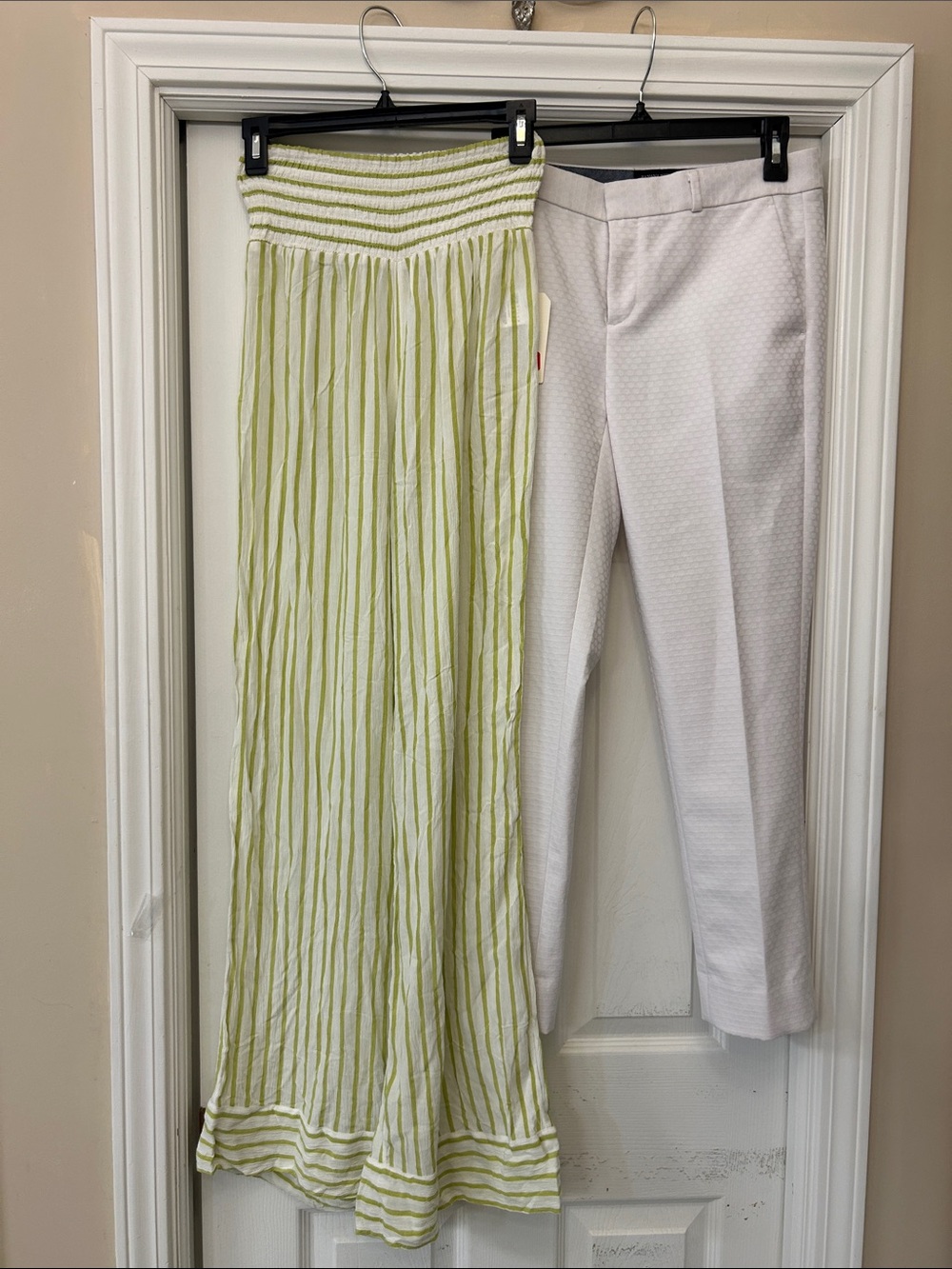 Billabong Green Striped Wide-Leg Pants/ Banana Republic straight leg pants